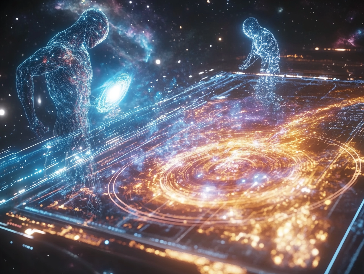 illustration of type4 civilized humans simulating the Universe