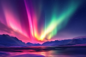 Illustration of Aurora Borealis and Aurora Australis