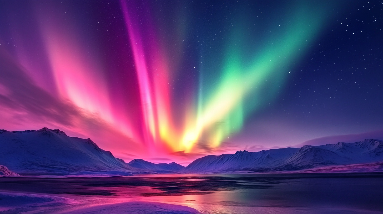 Illustration of Aurora Borealis and Aurora Australis